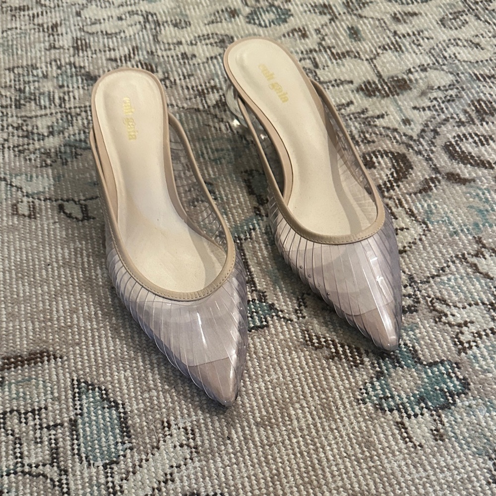 Cult Gaia Clear Beige Women's Mules